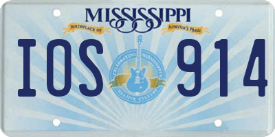 MS license plate IOS914