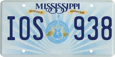 MS license plate IOS938