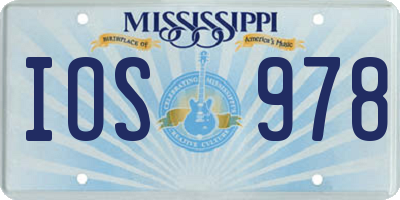 MS license plate IOS978