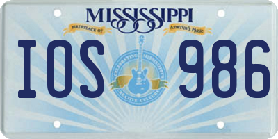 MS license plate IOS986