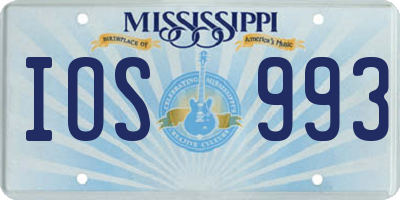 MS license plate IOS993