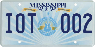 MS license plate IOT002