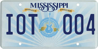 MS license plate IOT004