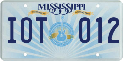 MS license plate IOT012