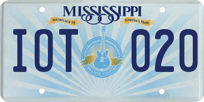 MS license plate IOT020