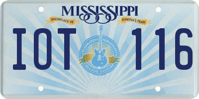 MS license plate IOT116