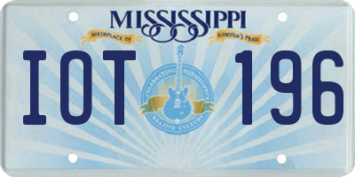 MS license plate IOT196