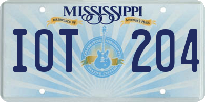 MS license plate IOT204