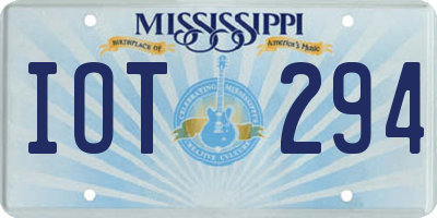 MS license plate IOT294