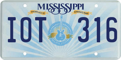 MS license plate IOT316