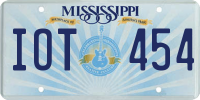 MS license plate IOT454