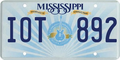 MS license plate IOT892