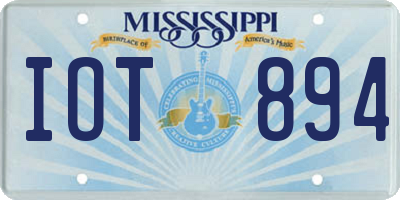 MS license plate IOT894