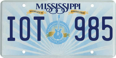 MS license plate IOT985