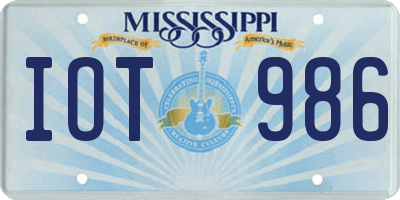 MS license plate IOT986