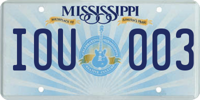 MS license plate IOU003