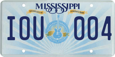MS license plate IOU004
