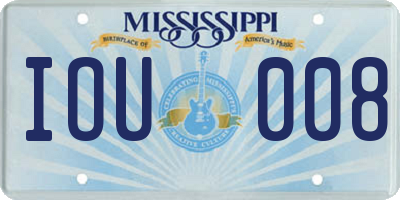 MS license plate IOU008