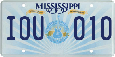 MS license plate IOU010