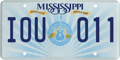 MS license plate IOU011