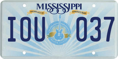 MS license plate IOU037