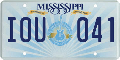 MS license plate IOU041