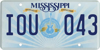 MS license plate IOU043