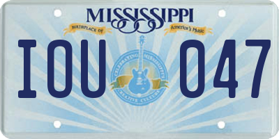 MS license plate IOU047
