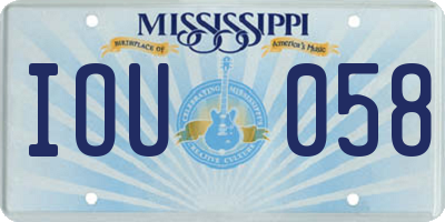 MS license plate IOU058