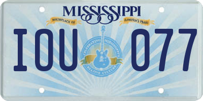 MS license plate IOU077