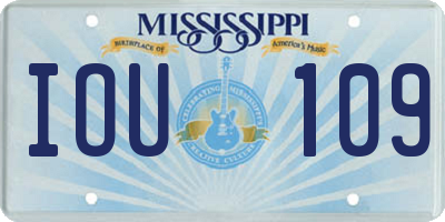 MS license plate IOU109