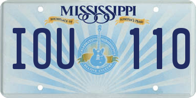 MS license plate IOU110