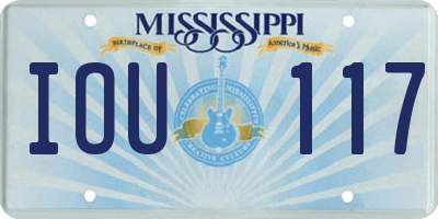 MS license plate IOU117