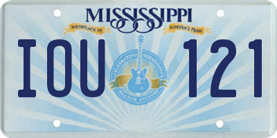 MS license plate IOU121