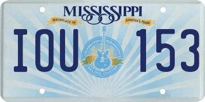 MS license plate IOU153