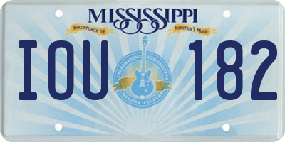 MS license plate IOU182