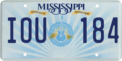 MS license plate IOU184