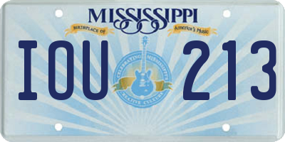MS license plate IOU213