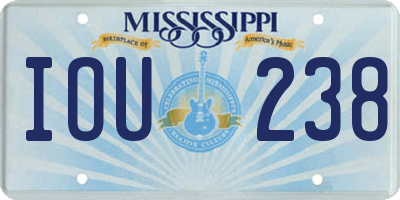 MS license plate IOU238