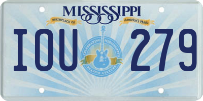 MS license plate IOU279