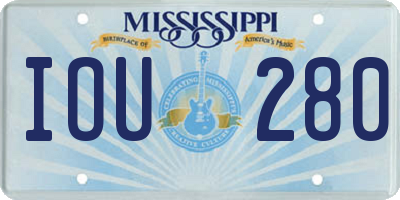 MS license plate IOU280