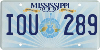 MS license plate IOU289