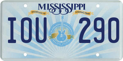MS license plate IOU290