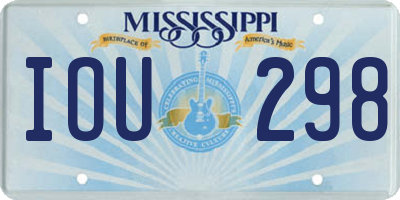 MS license plate IOU298