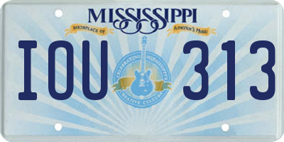 MS license plate IOU313