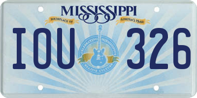 MS license plate IOU326