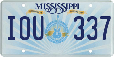 MS license plate IOU337