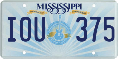 MS license plate IOU375