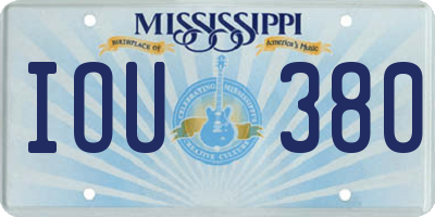 MS license plate IOU380
