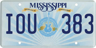 MS license plate IOU383